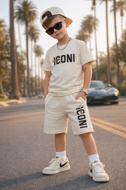 ICONI Jungen Sommer Set mit Teddy Backprint – T-Shirt & Shorts (2-teilig)