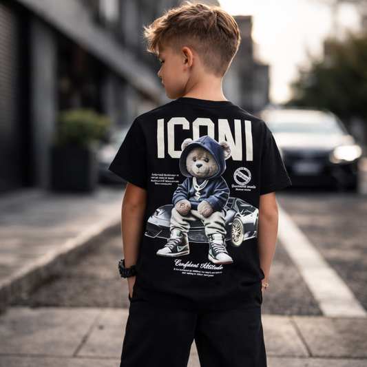 ICONI Jungen Sommer Set mit Teddy Backprint – T-Shirt & Shorts (2-teilig)