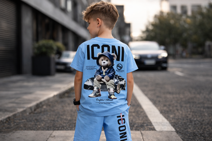 ICONI Jungen Sommer Set mit Teddy Backprint – T-Shirt & Shorts (2-teilig)