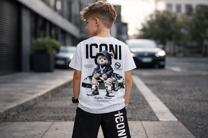 ICONI Jungen Sommer Set mit Teddy Backprint – T-Shirt & Shorts (2-teilig)