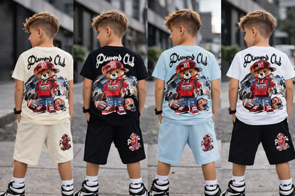 Diamond Club Jungen Sommer Set – T-Shirt & Shorts mit Teddy Backprint (2-teilig)