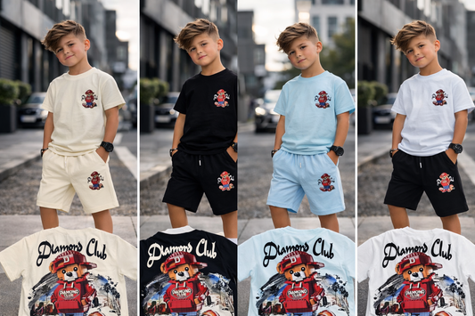 Diamond Club Jungen Sommer Set – T-Shirt & Shorts mit Teddy Backprint (2-teilig)