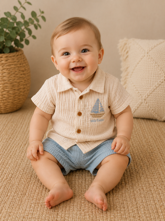 Musselin Set Jungen Boot