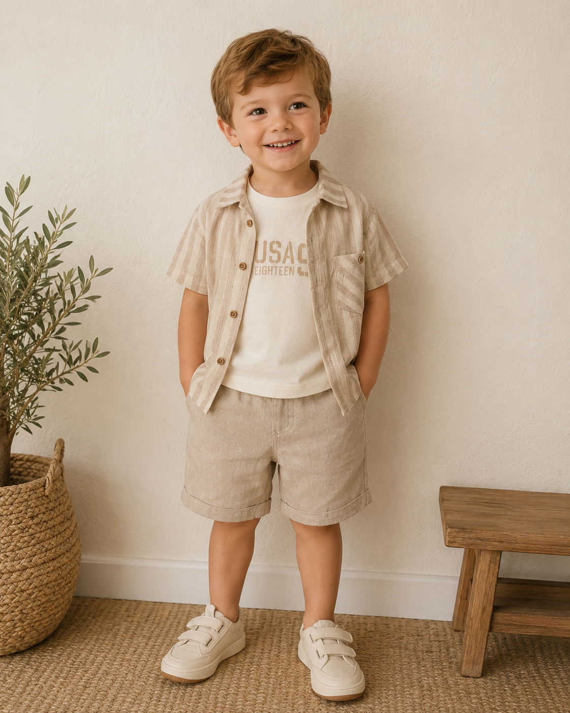 Set Hemd Streifen Shorts