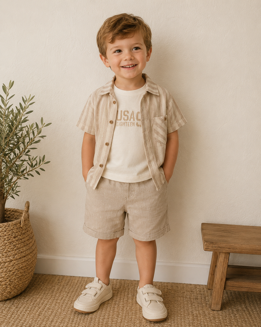 Set Hemd Streifen Shorts