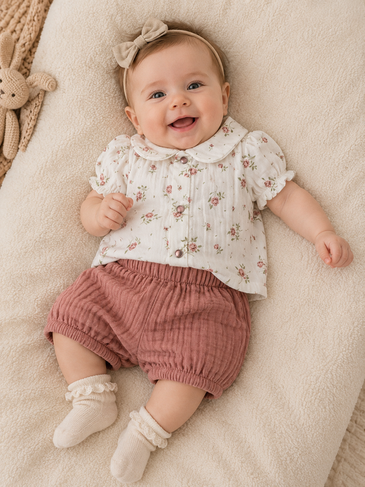 Musselin Set Blumen Shorts