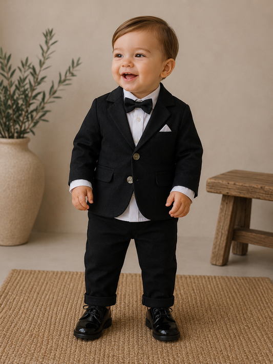 Baby Anzug Set Fliege Schwarz