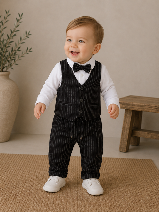 Baby Anzug Set Weste Schwarz