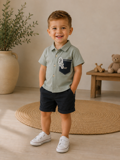 Set Poloshirt Tasche Shorts