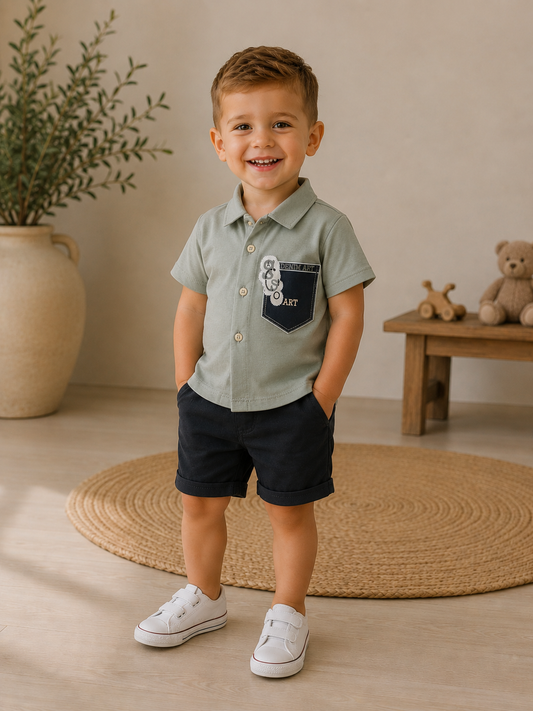 Set Poloshirt Tasche Shorts