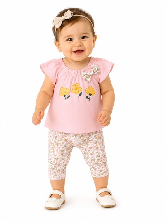 Set Pfirsich Blumen Schleife