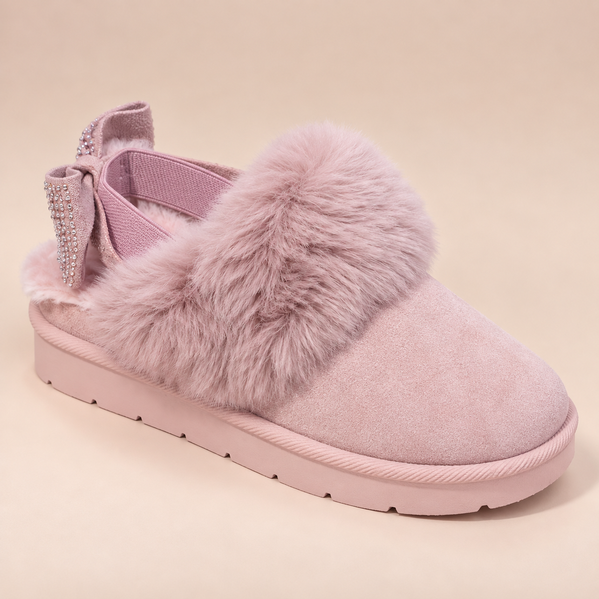 Mädchen Boots Fellbesatz Schleife