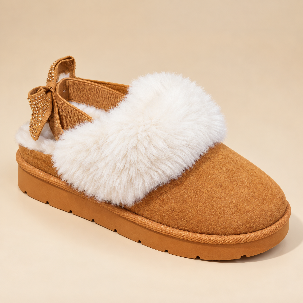 Mädchen Boots Fellbesatz Schleife