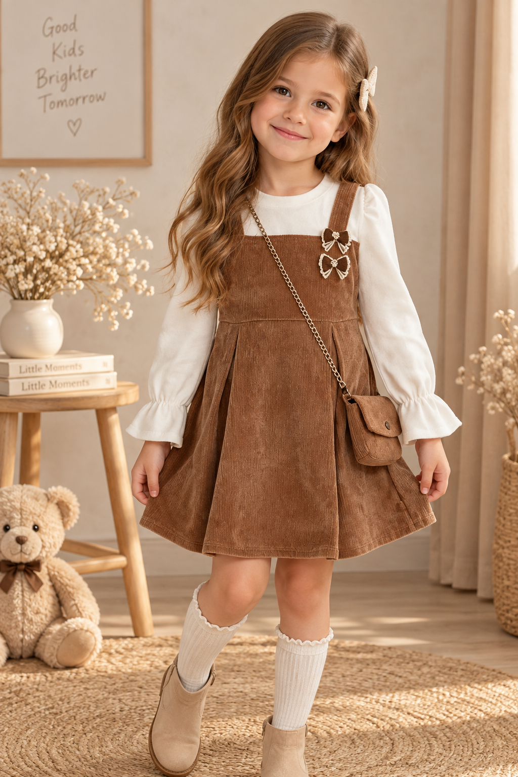 Mädchen Kleid mit Tasche