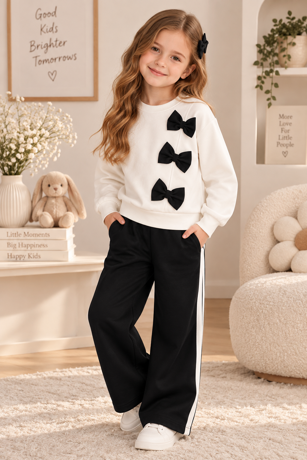 Mädchen Jogger Schleifen Schwarz
