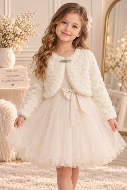 Mädchen Bolero Creme Kunstfell