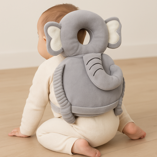 Baby Kopf- & Rückenschutz – Elefanten Design, weich & sicher