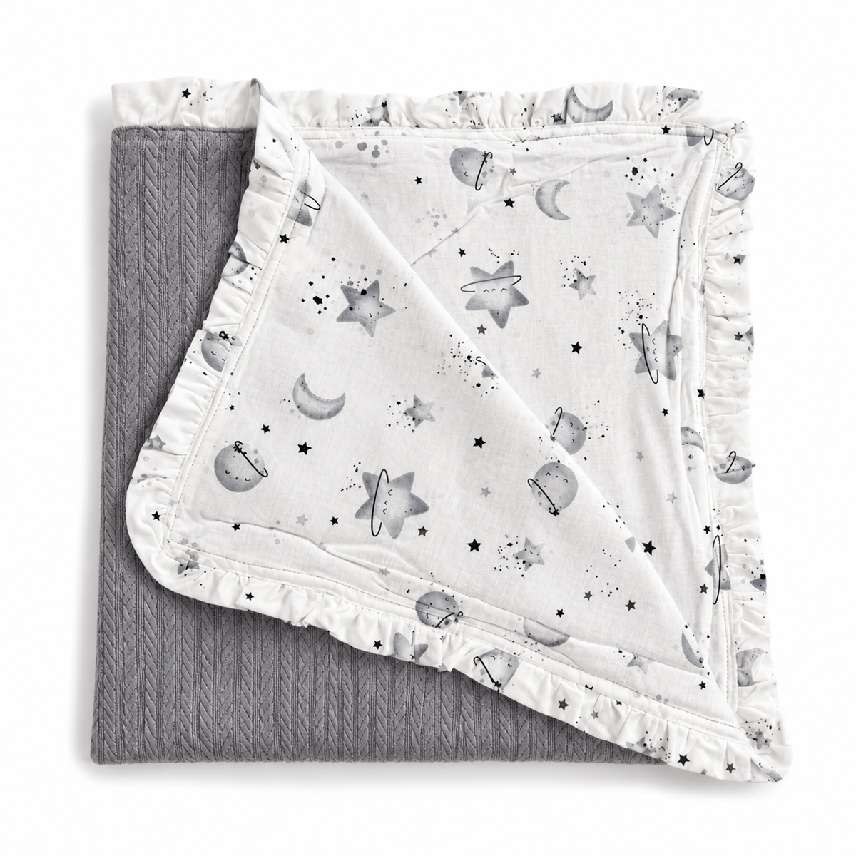 Babynest Set Grau mit Mond & Sterne