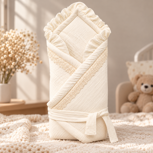 Wickeldecke für Babys – mit Rüschen & Spitze | 2 Farben erhältlich