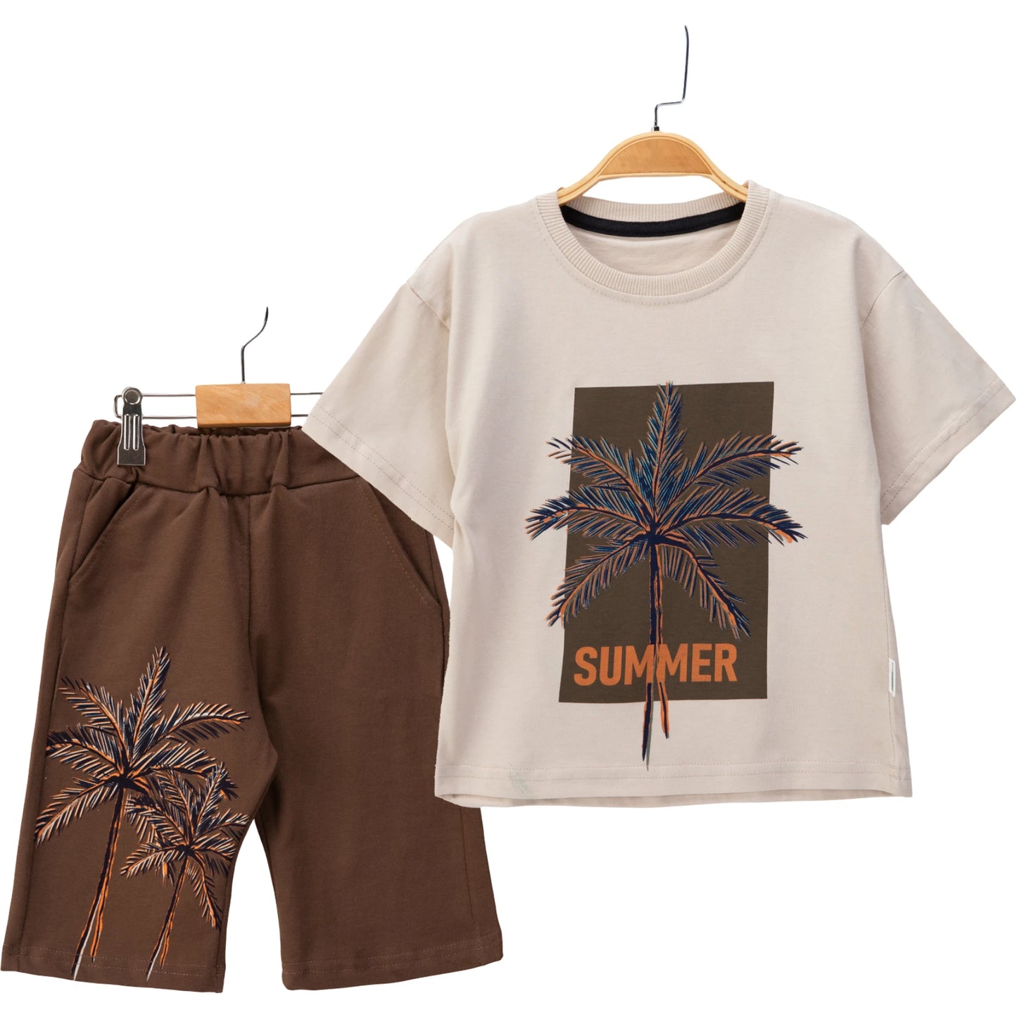 Jungen Outfit Set 2-teilig mit Palmen-Print – 2 Farben