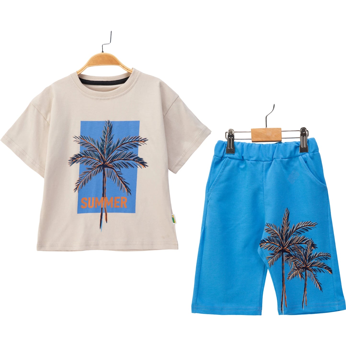 Jungen Outfit Set 2-teilig mit Palmen-Print – 2 Farben