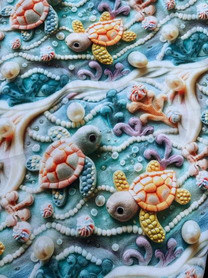 Kinder Bettwäsche Set 4-teilig – Meerestiere & Schildkröten in 3D Optik, 100% Baumwolle, Blau & Weiß