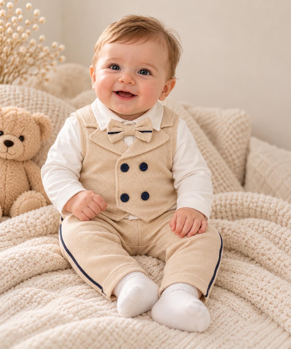 Babyoutfit Baumwolle Weste Fliege