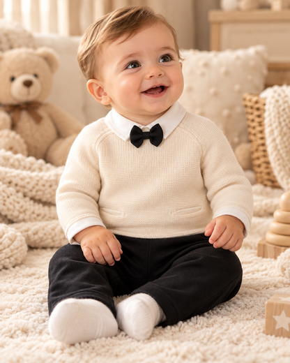 Babyoutfit Nipperland Fliege Schwarz-Weiß
