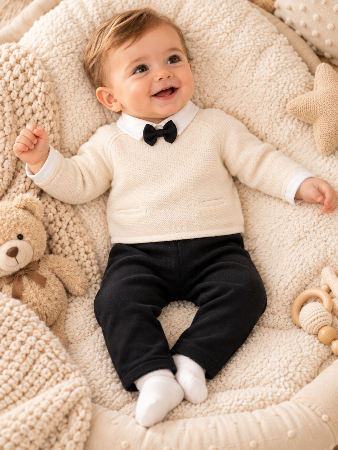 Babyoutfit Nipperland Fliege Schwarz-Weiß