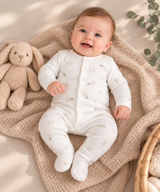 Unisex Babystrampler mit Füßchen – weich & super bequem 🌙