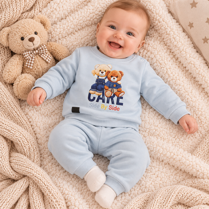 Baby Outfit Set Blau Bärenmotiv