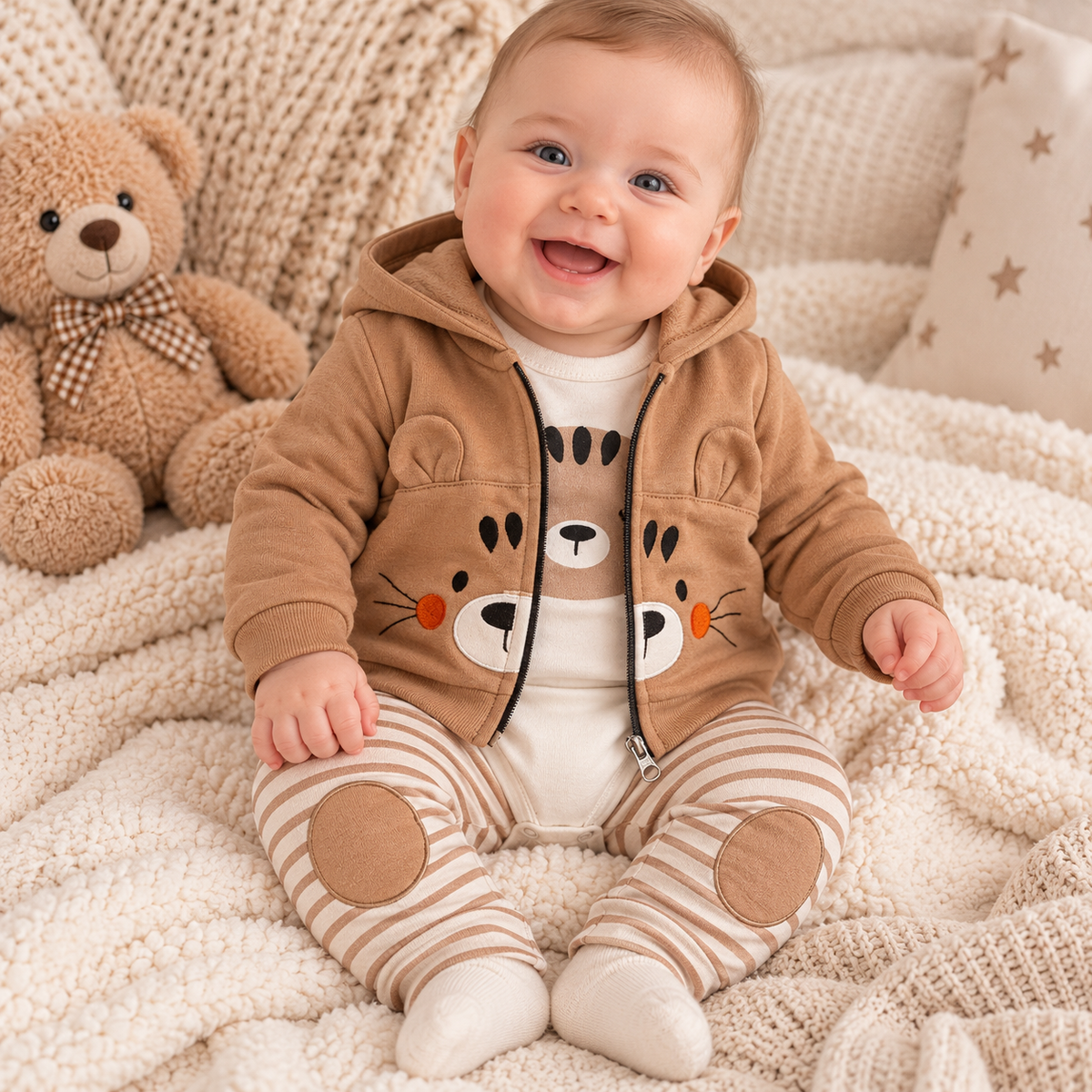 Baby Outfit 3-teilig Bärenmotiv