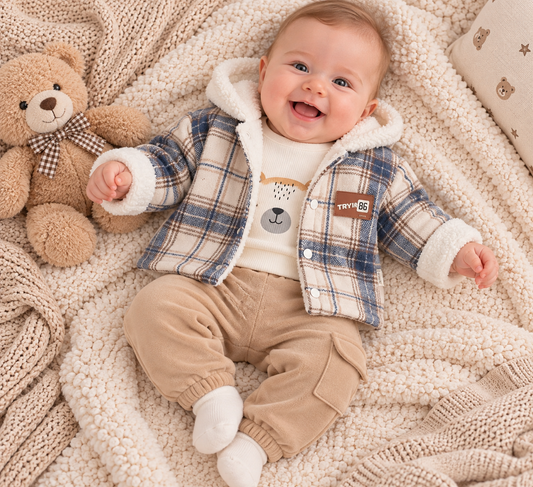 Baby Jungen Outfit Kariert 3-teilig