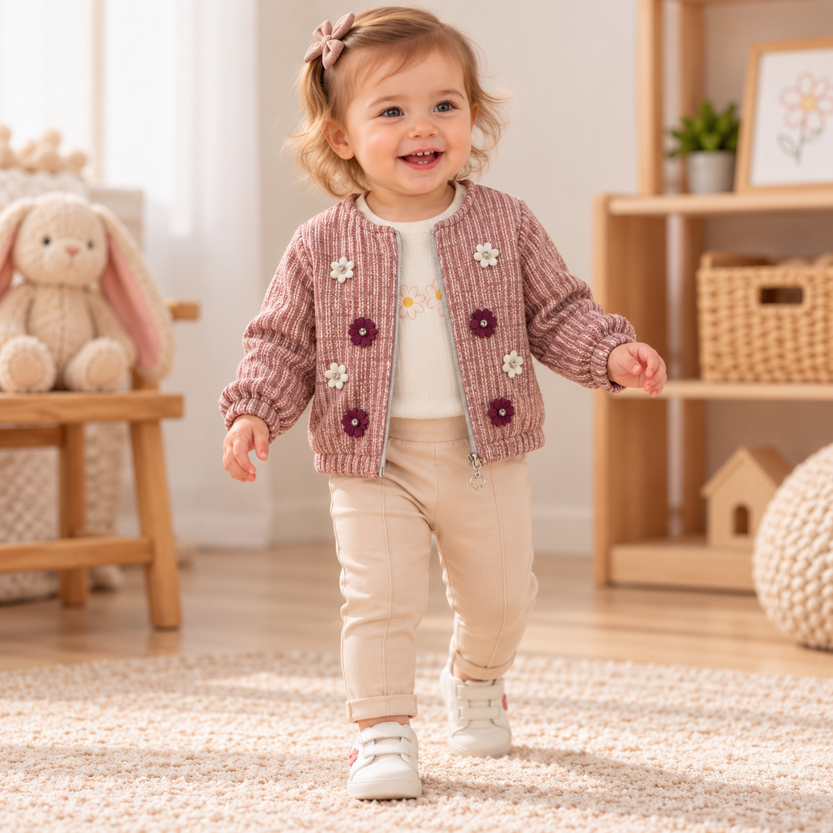 Baby Mädchen Outfit Blumenjacke