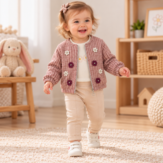 Baby Mädchen Outfit Blumenjacke