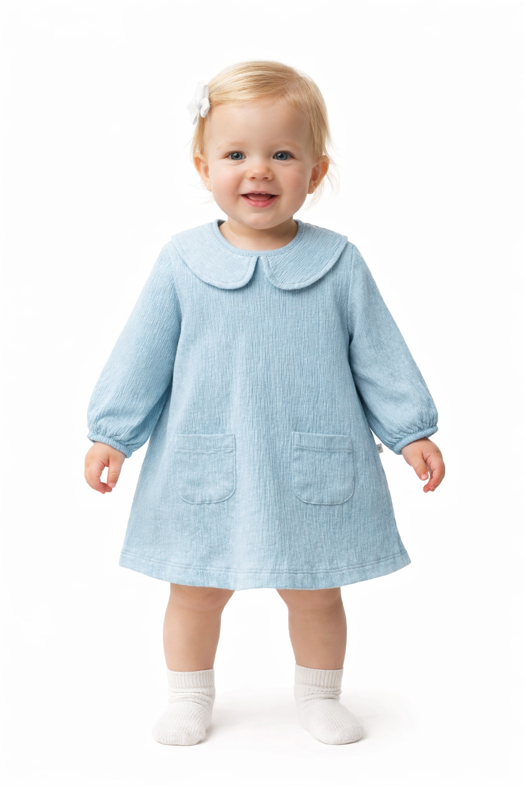 Süßes Babykleid für Mädchen – zart & elegant in Hellblau 💙