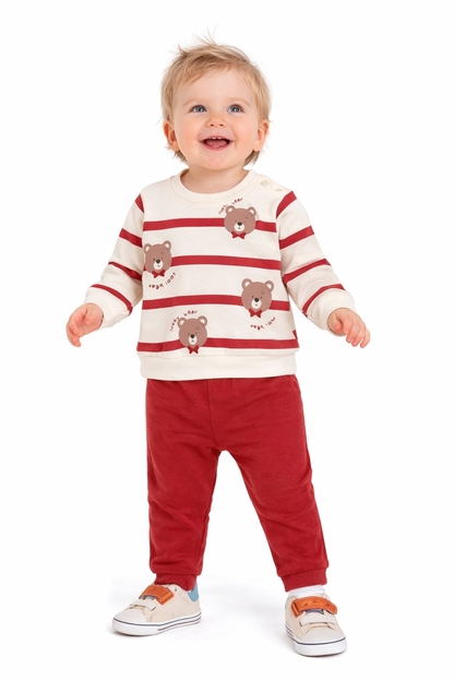 Zweiteiliges Outfit für Babyjungen in Bordeaux – süß & bequem 🐻