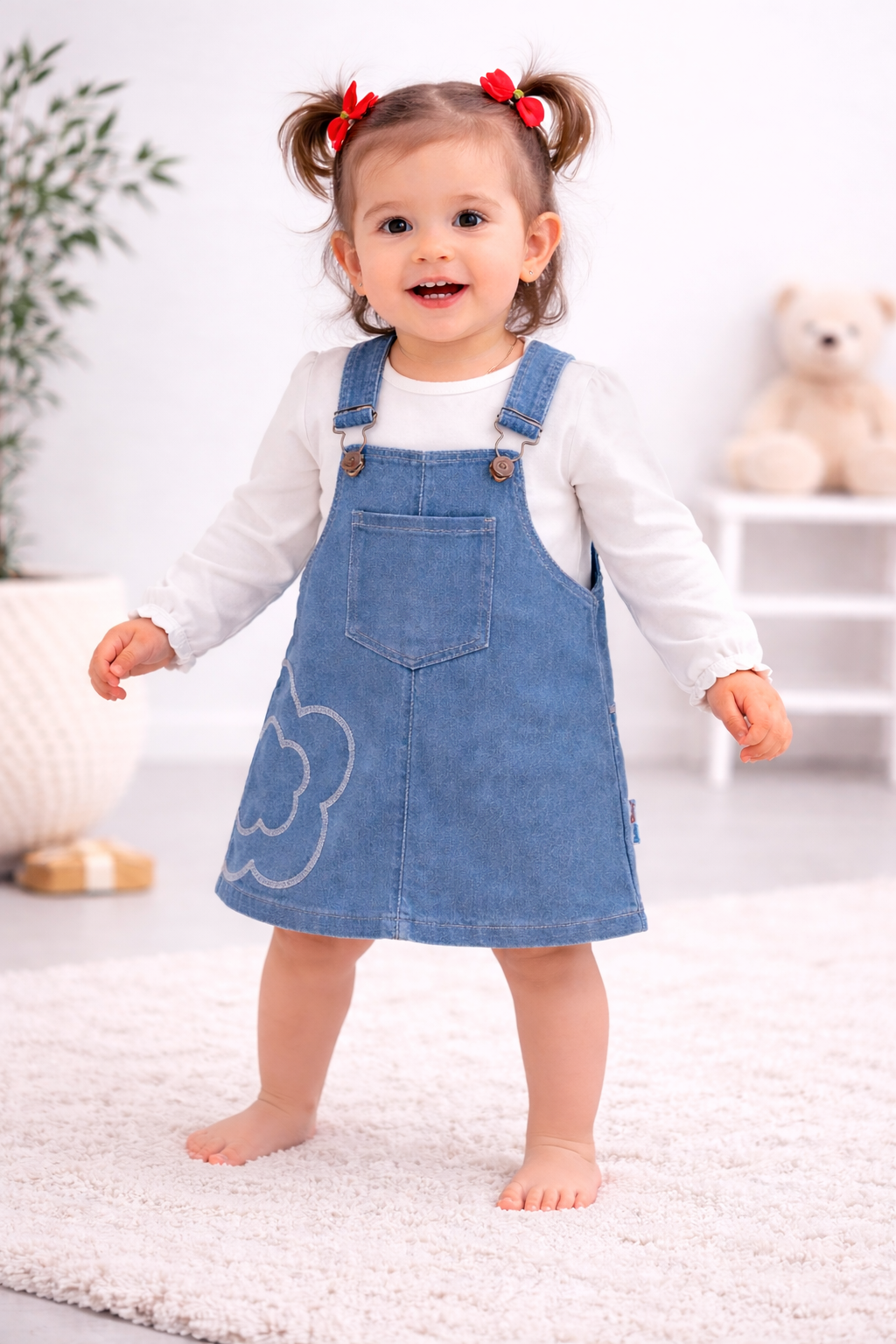 Zweiteiliges Outfit für Babymädchen – Latzrock & weißes Oberteil 👶💗