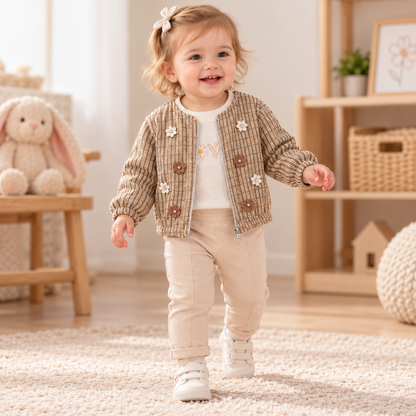 Baby Mädchen Outfit Blumenjacke
