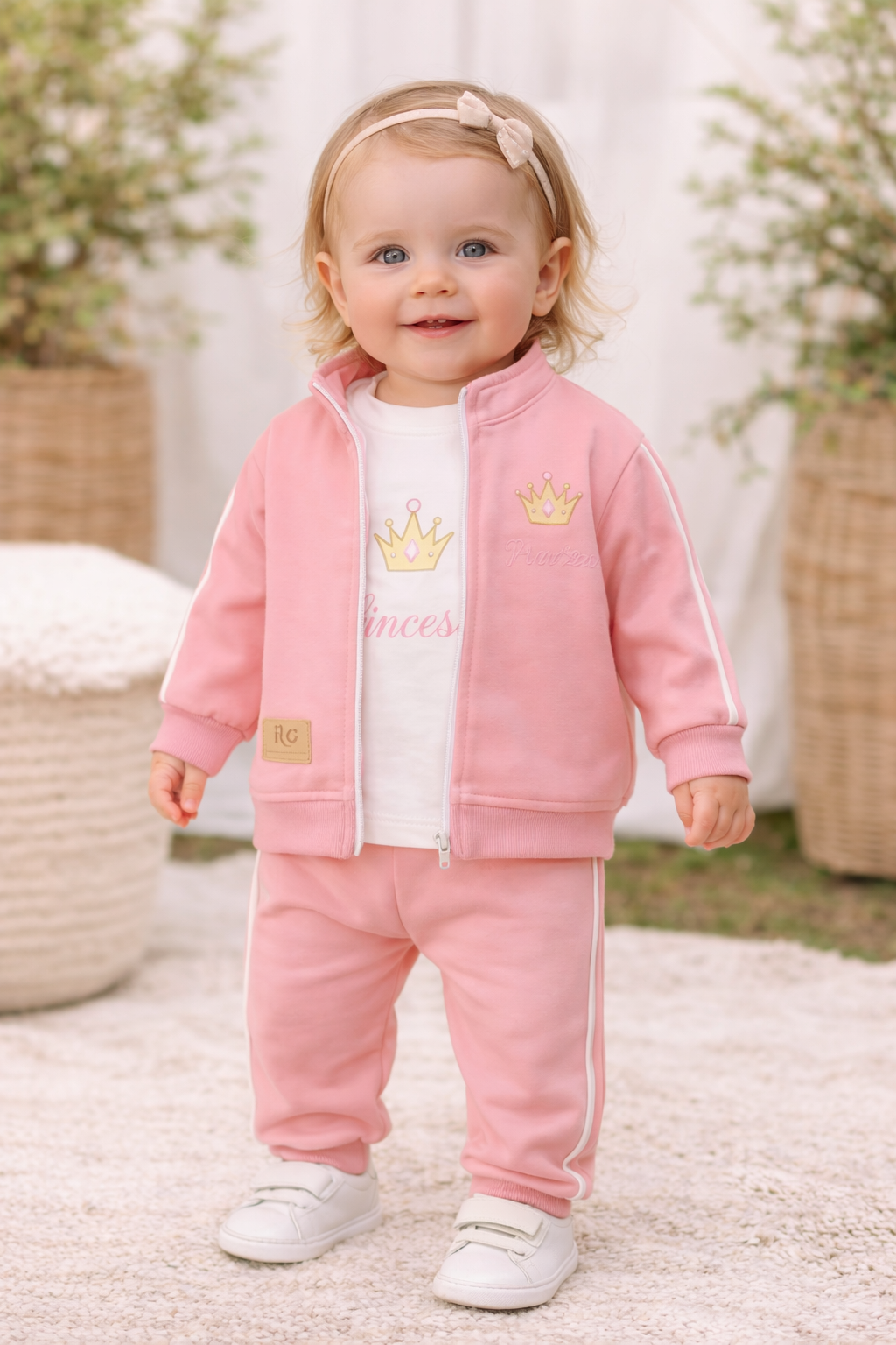 3-teiliges Baby-Mädchen Outfit – T-Shirt, Jacke & Hose „Princess“