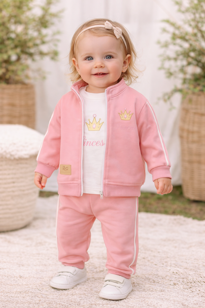 3-teiliges Baby-Mädchen Outfit – T-Shirt, Jacke & Hose „Princess“