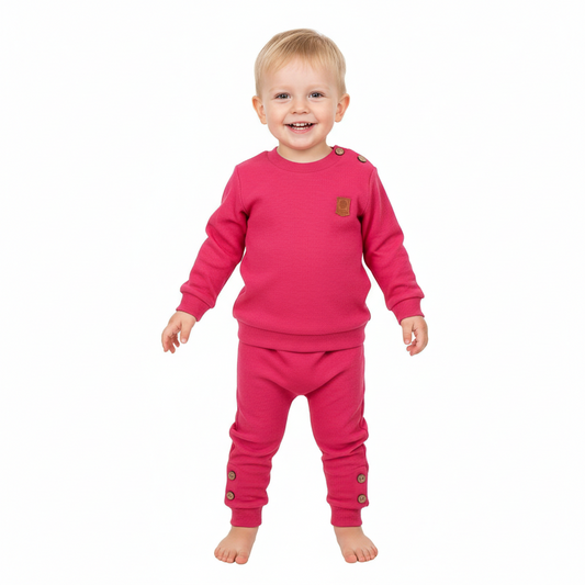 Zweiteiliges Baby-Outfit in hellem Rot – Sweater & Hose aus weicher Baumwolle
