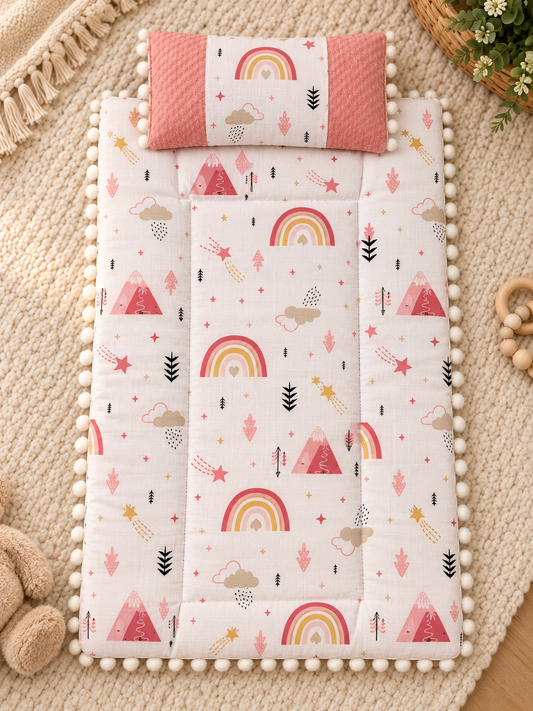 Baby Wickelunterlage Musselin Regenbogenmuster