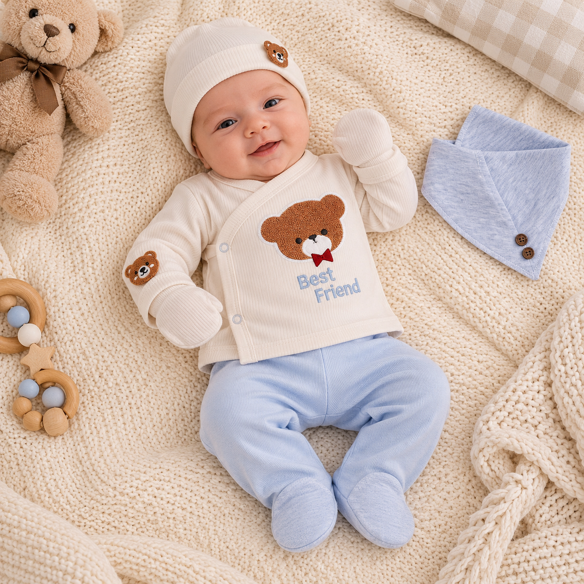 Erstlingsset 5-teilig Teddy Hellblau