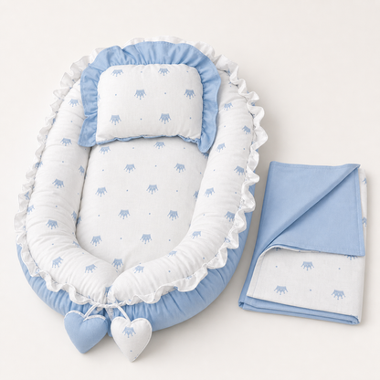 Babynest Set Hellblau Krone