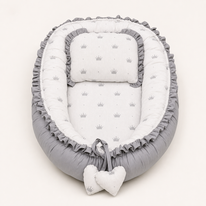 Babynest Set Grau Krone