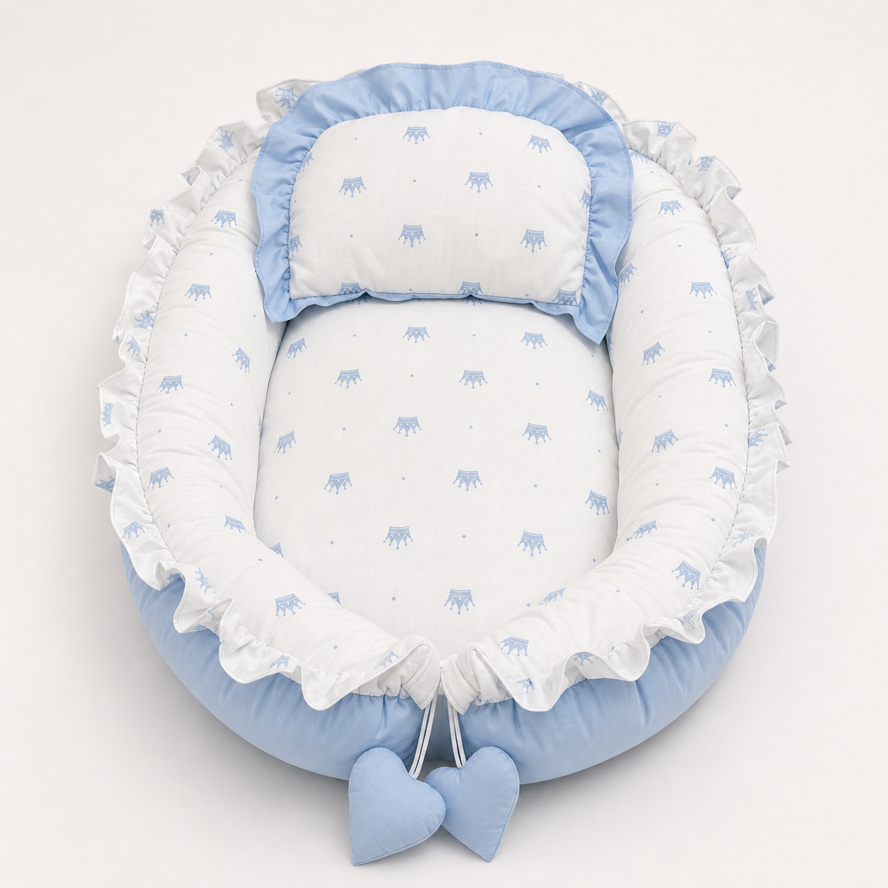 Babynest Set Hellblau Krone
