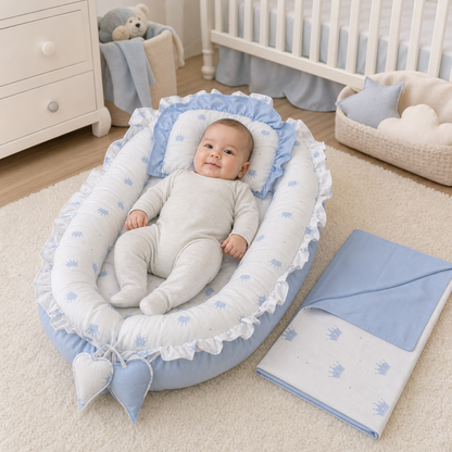 Babynest Set Hellblau Krone