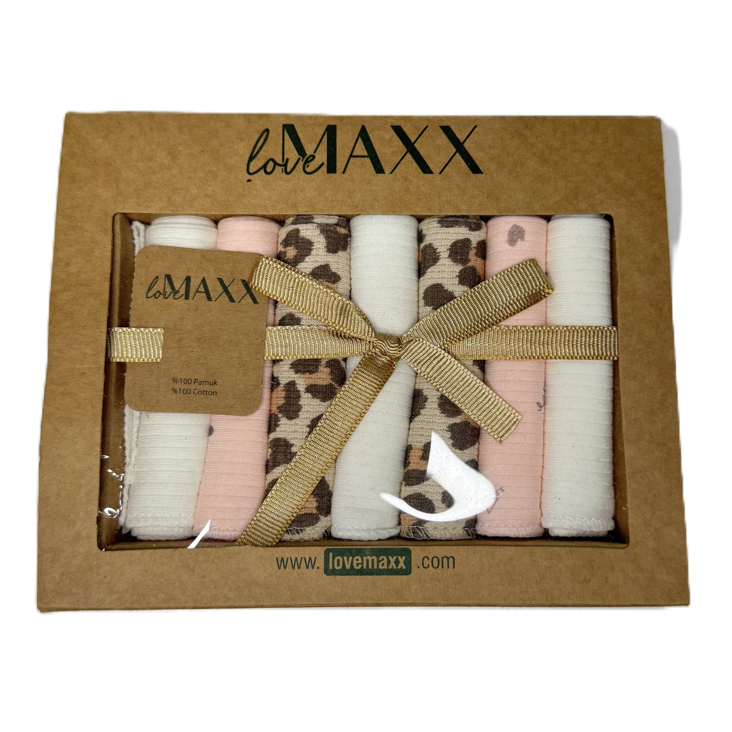 LoveMaxx 7-teiliges Mulltuch-Set – Spucktücher aus 100% Baumwolle mit Leo- & Pastell-Design