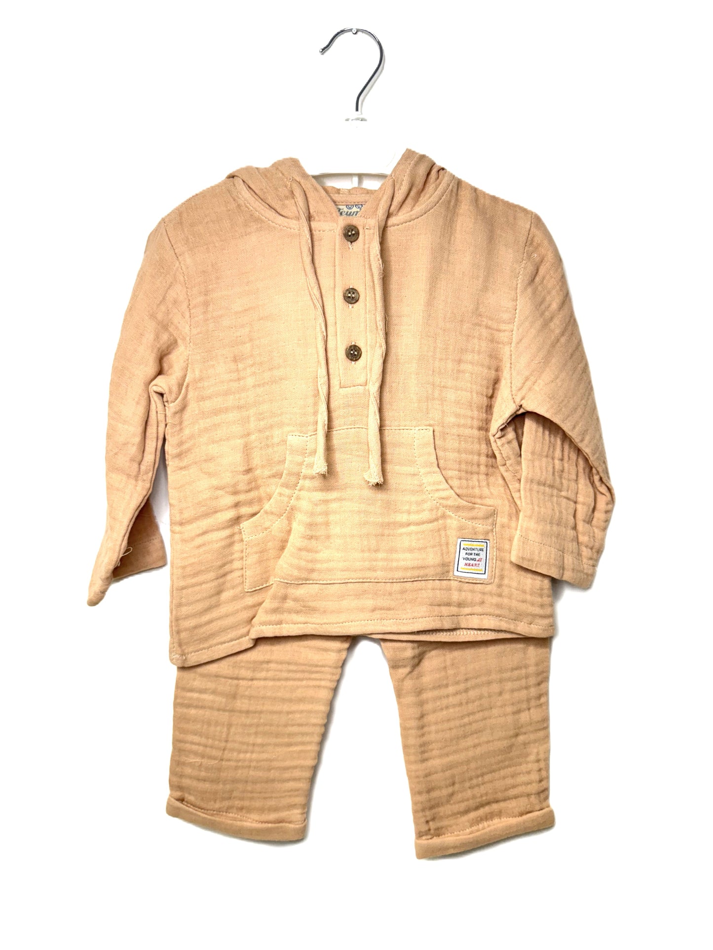 2-teiliges Kinder Outfit – Kapuzenpullover & Hose aus Musselin